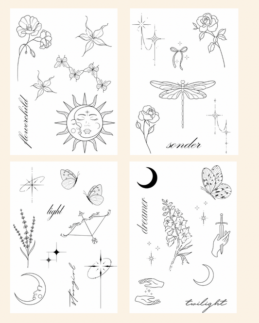 Fine Line Temporary Tattoos® — Celestial Pack